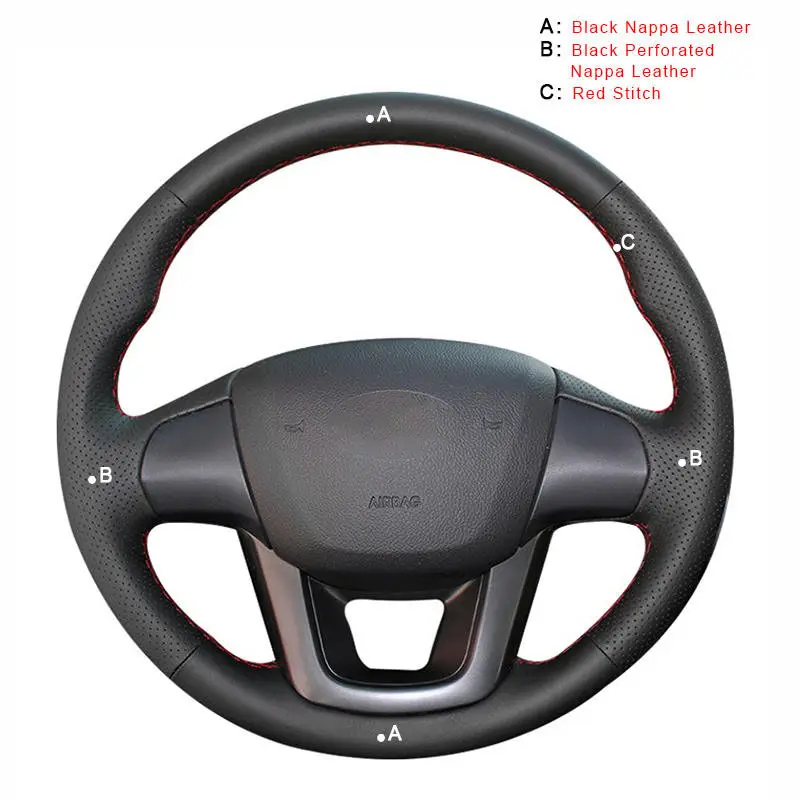 Top Layer Leather Автомобильная Оплетка на руль для Kia K2 Rio 2011 2012 2013 Авто покрытие авто-Стайлинг Аксессуары для интерьера - Название цвета: Top Layer Leather