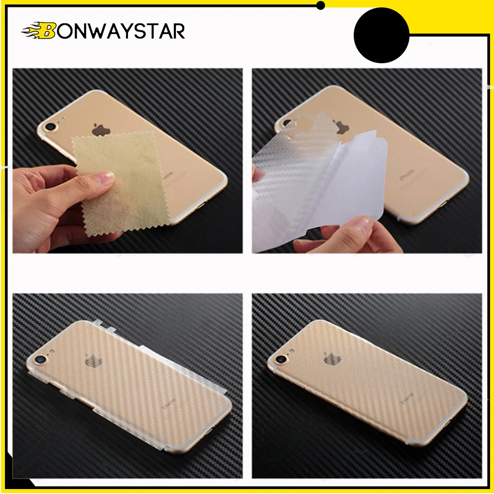 3D углеродное волокно задняя пленка для iPhone 6 6s 7 8 Plus 5 5s X прозрачная наклейка с