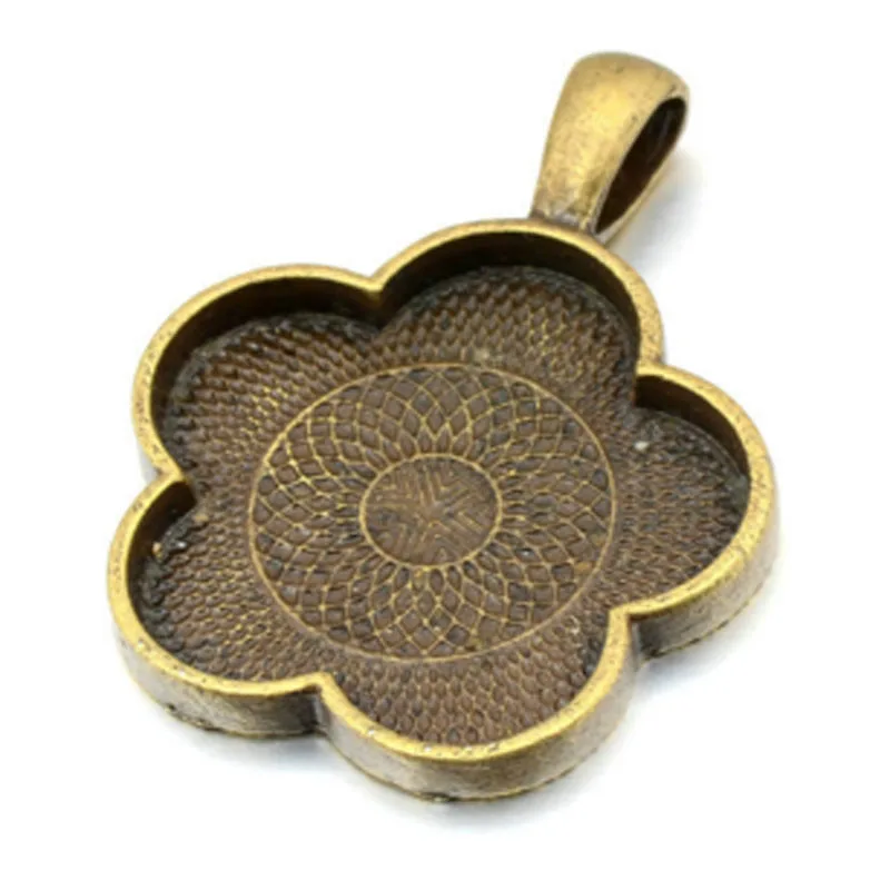 25 мм Цветок Формы Текстурированные Дизайн Ювелирных Изделий Ожерелье Бланки