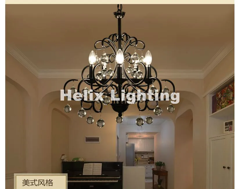 Винтажная металлическая люстра скандинавский черный железный Креатив кофейная