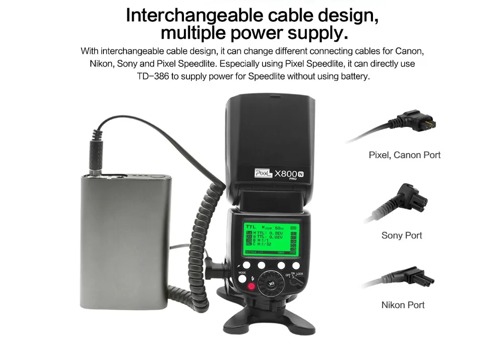 For Sony A7 A7II Camera Flash Yongnuo Pixel or other equipment USB port TD-386 High Quality Flash External Power Battery Pack