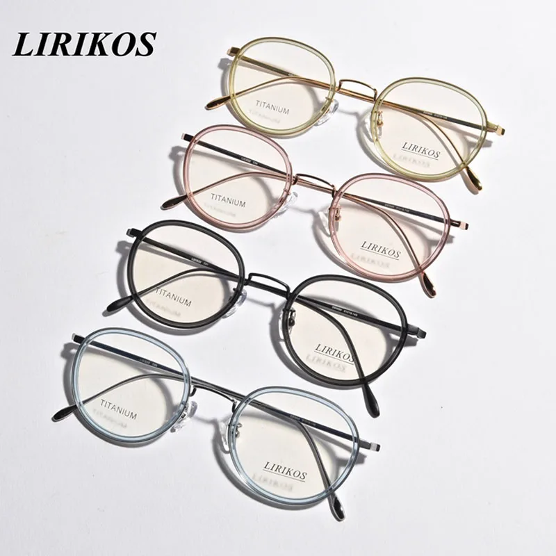 LIRIKOS чистый титан бабушка шикарные женские круглые очки с проволочной оправой