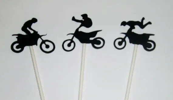 

Dirt Biking Cupcake Toppers wedding birthday baby shower Party food picks