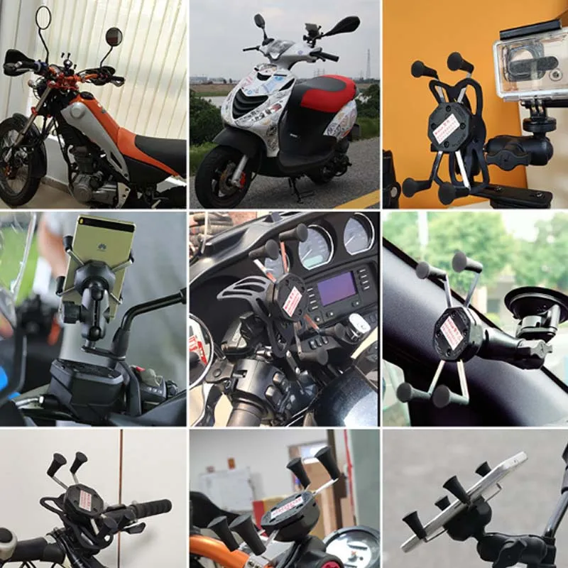 JINSERTA мотоциклетная вилка стержневой кронштейн+ двойная розетка+ X-Grip для Gopro держатель сотового телефона для iphone 7 6s смартфон для Ram