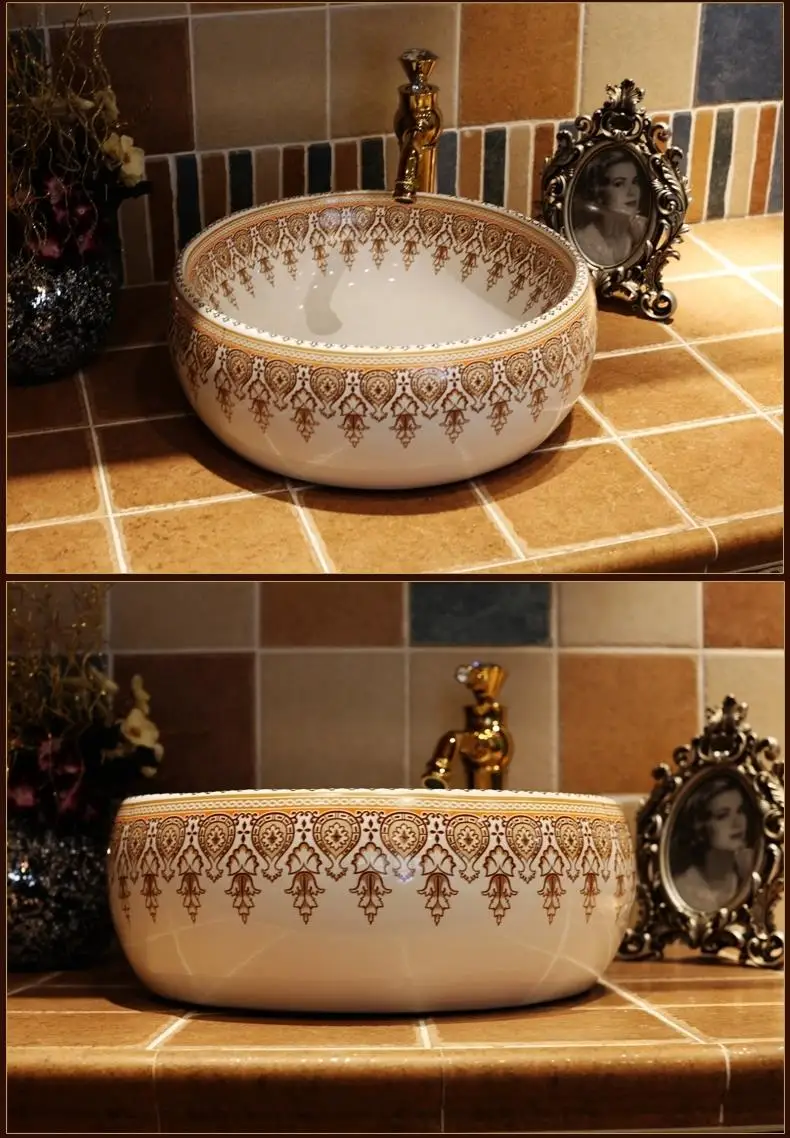 Художественная керамическая раковина для столешницы ручной работы ванной