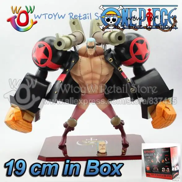 5pcs/lot free shipping 19 cm pirate Japanese anime one piece action figure FRANKY with 2 cannon brinquedos boys in box|figure mould|frankie teefigure