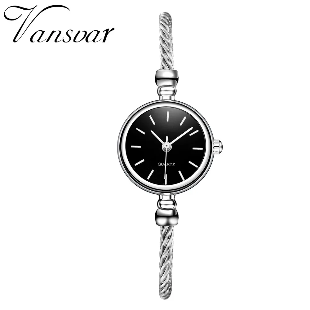 Vansvar Роскошные брендовые модные серебряные женские часы повседневные наручные