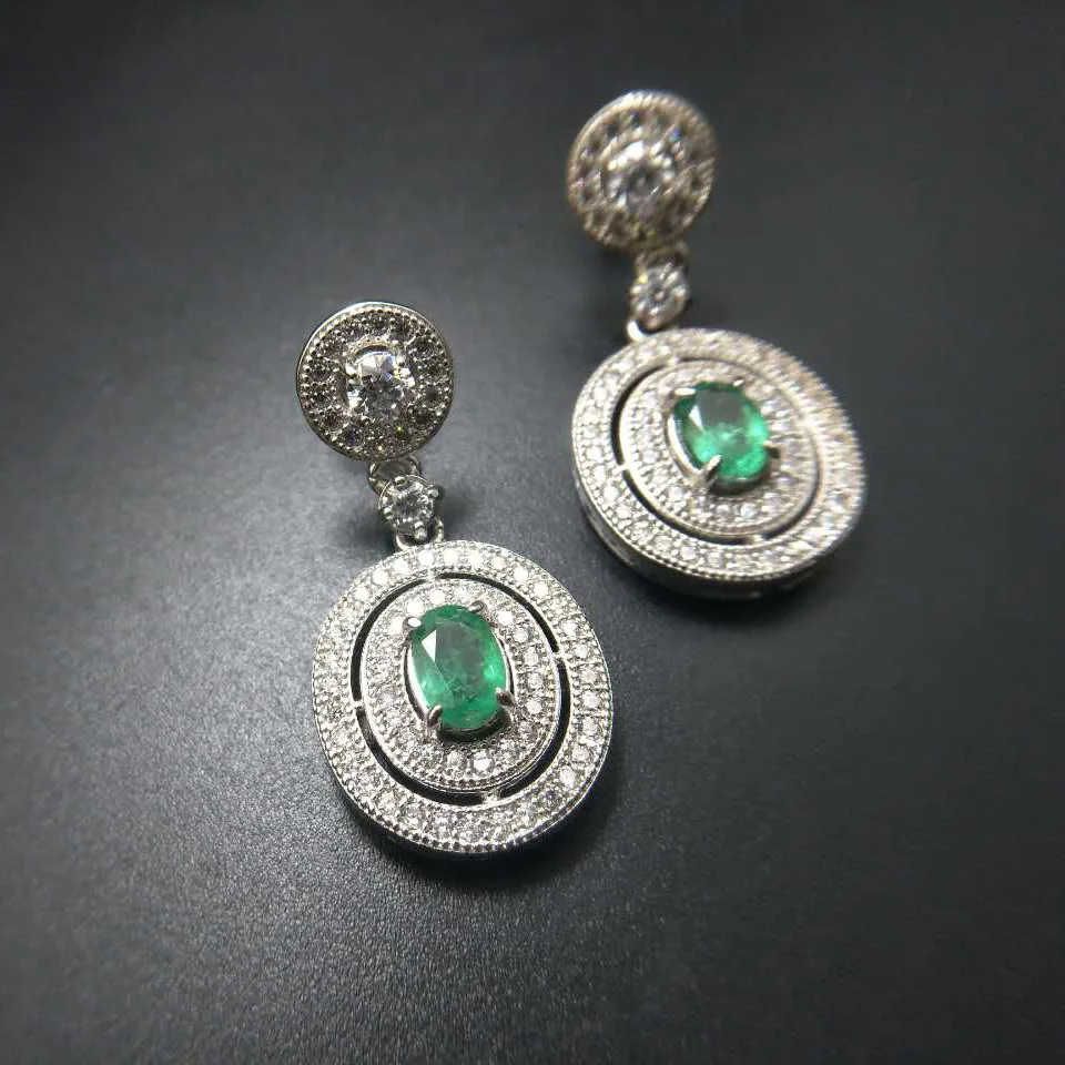 TBJ классические серьги нового дизайна натуральные изумрудные сережки в 925 пробы