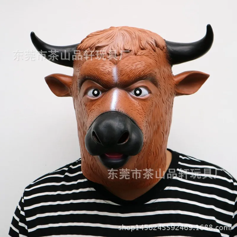 

Free Shipping Creepy Fashion Full Face Bull Head Mask Carnival Celebrations Party Costume Realisic Cow Mask for Halloween props