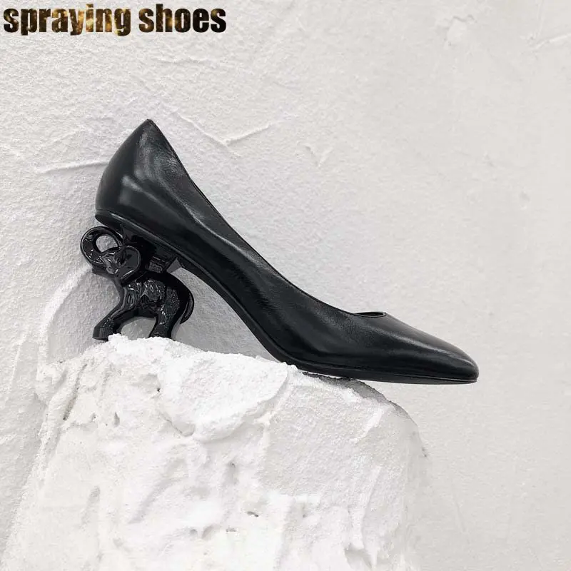 Женские туфли-лодочки из натуральной кожи на каблуке-слоне черные/белые туфли