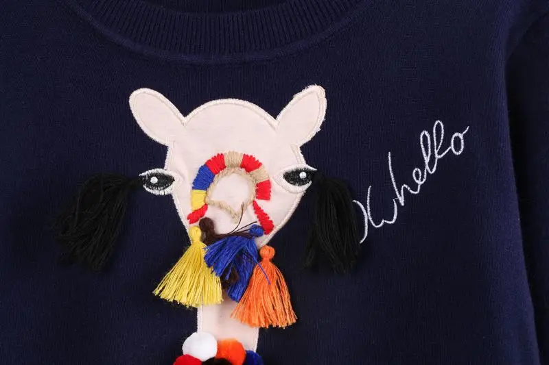 2018 Fall Winter Knitted Pullovers Runway Design Women's Sweater Character Camel Tassel Hairball Chic Knitwear Tops Jumper | Женская