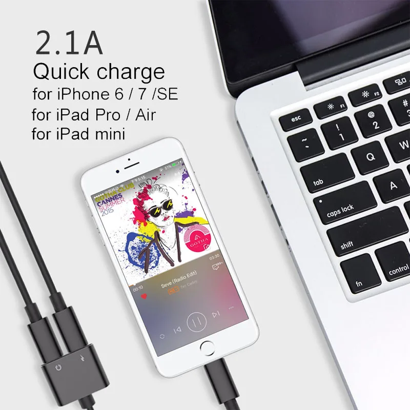 Allvcover 4 в 1 зарядки аудио для адаптера молнии металлический корпус iphone 7 8 plus X iOS