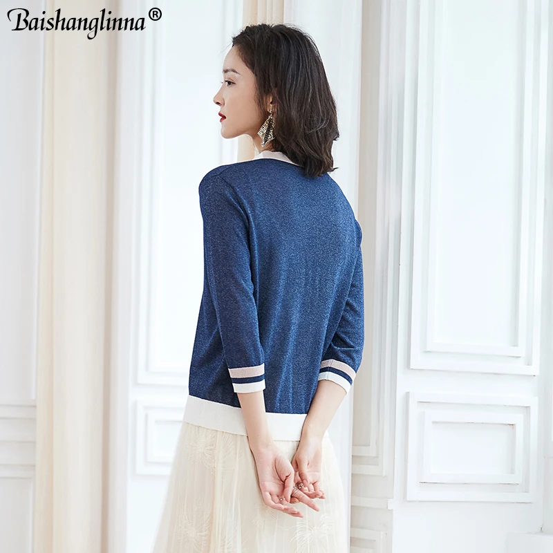 Baishanglinna Knitted Cardigan sweater 2019 Spring Autumn Women Simple Solid Straight Bottom Wearing Fashion |