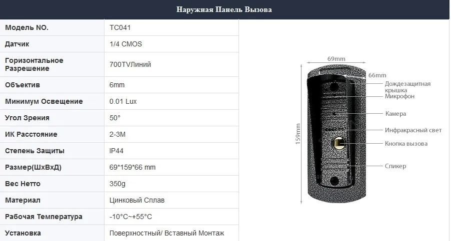 HOMSECUR " Видеодомофон Интерком Система Вызова+ IR Ночное видение для квартиры: TC041+ TM702-B