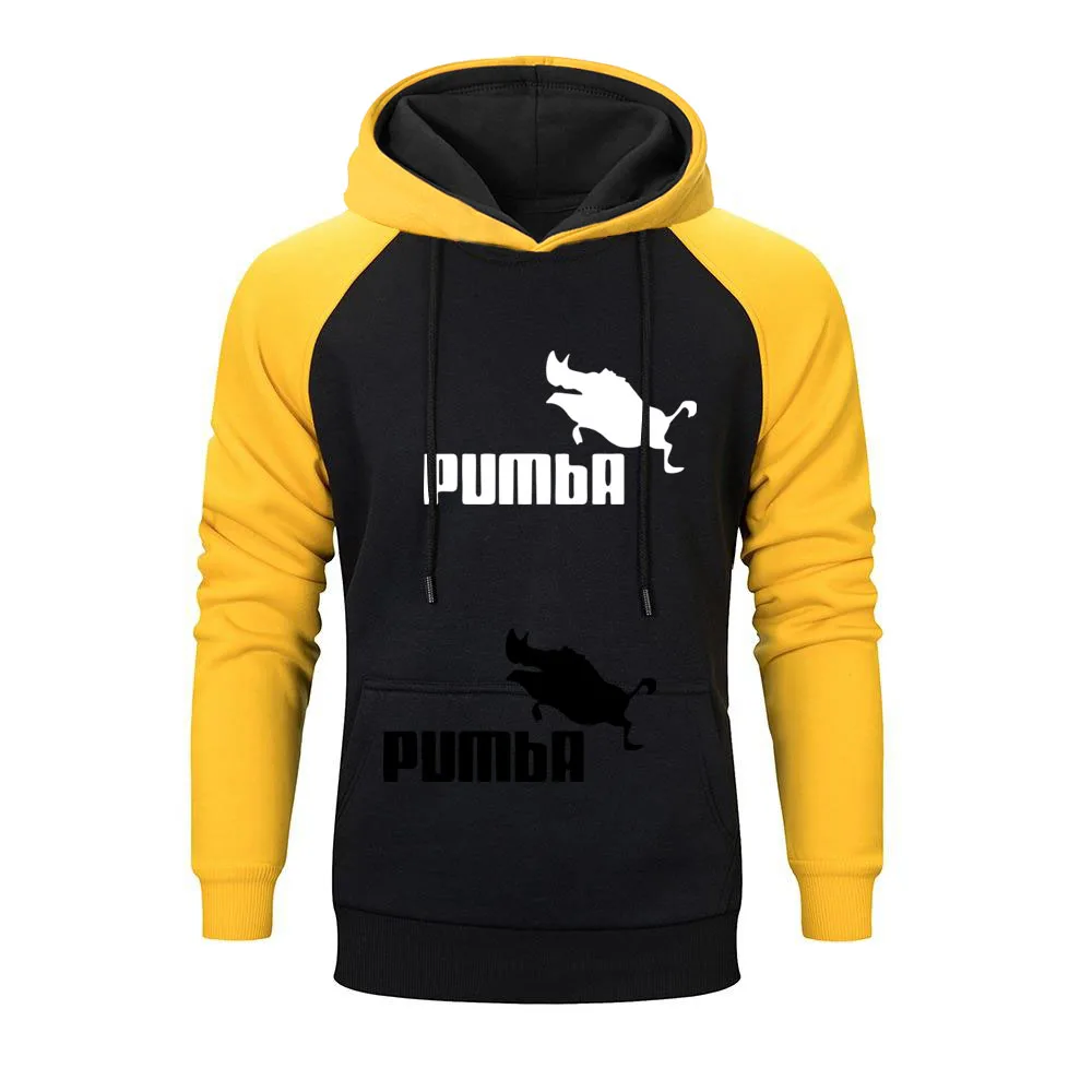 Новинка, Забавный Милый реглан, толстовки Homme Pumba, мужские толстовки, хип-хоп, крутая Мужская Уличная одежда, осень-зима, Модный свитшот - Цвет: Yellow Black 5