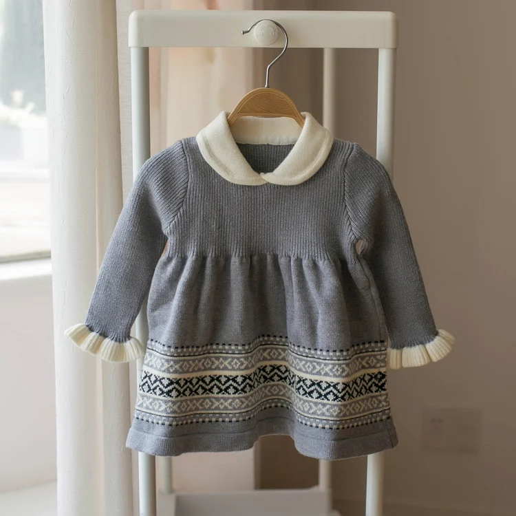 Хлопковое платье-свитер для девочек коллекция 2019 года сезон осень-зима детская