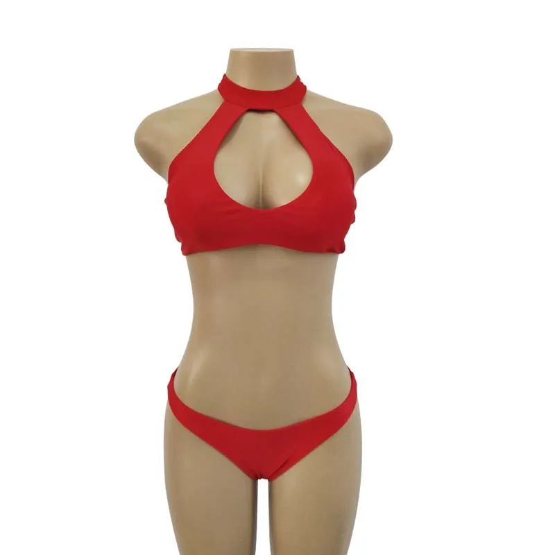 High Neck Bikini Women Swimsuit Push Up Swimwear Cut Out Set Bathing Suits Swimming Suit Biquini Beachwear | Спорт и развлечения