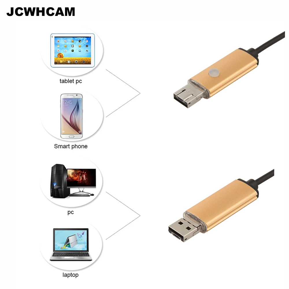 JCWHCAM 7 мм Диаметр USB эндоскоп 1 м длинный кабель Водонепроницаемый 6-led бороскоп
