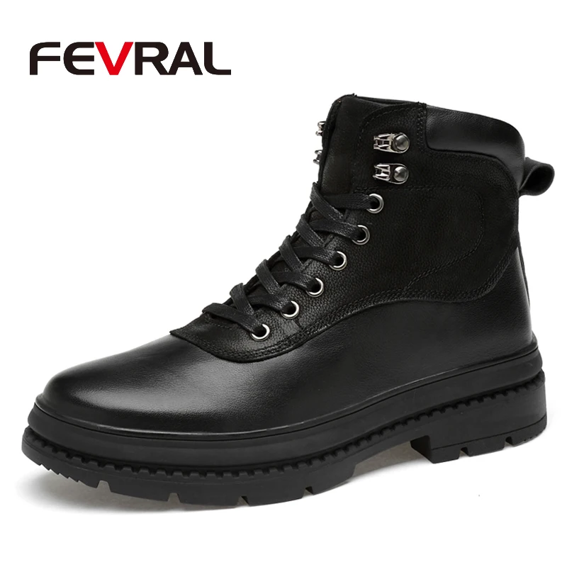 FEVRAL/Новинка; мужские ботинки; сезон осень-зима; коллекция года; теплые зимние ботинки; мужские повседневные рабочие ботинки; модные мужские ботильоны из натуральной кожи