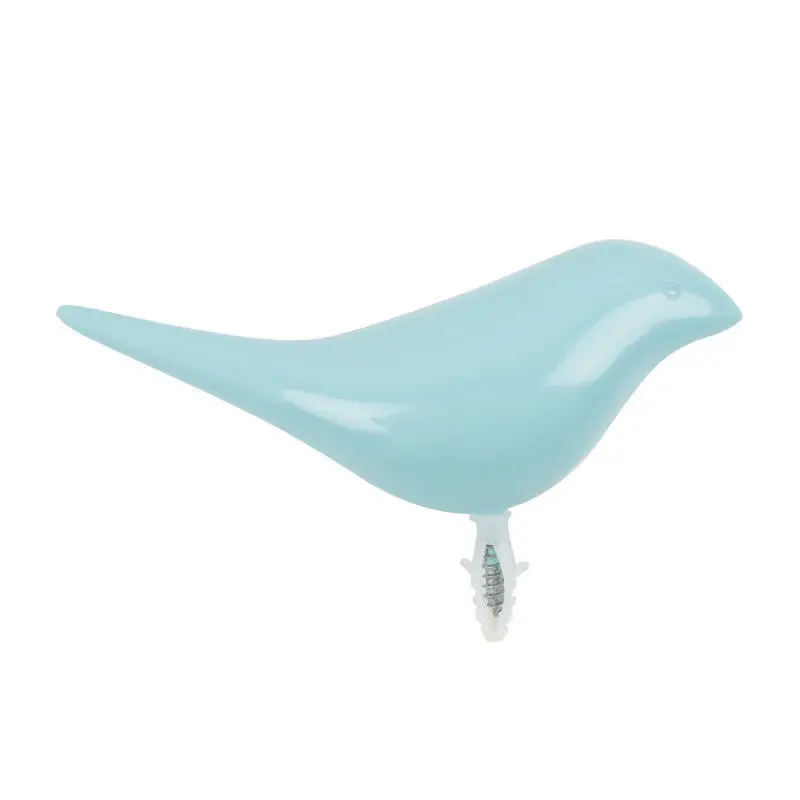 light blue Creative Bird Shape Wall Hooks Home Decoration Storage Resin Wood Grain Storage Rack Bedroom Door After Coat Hat Hanger Hook - Цвет: light blue