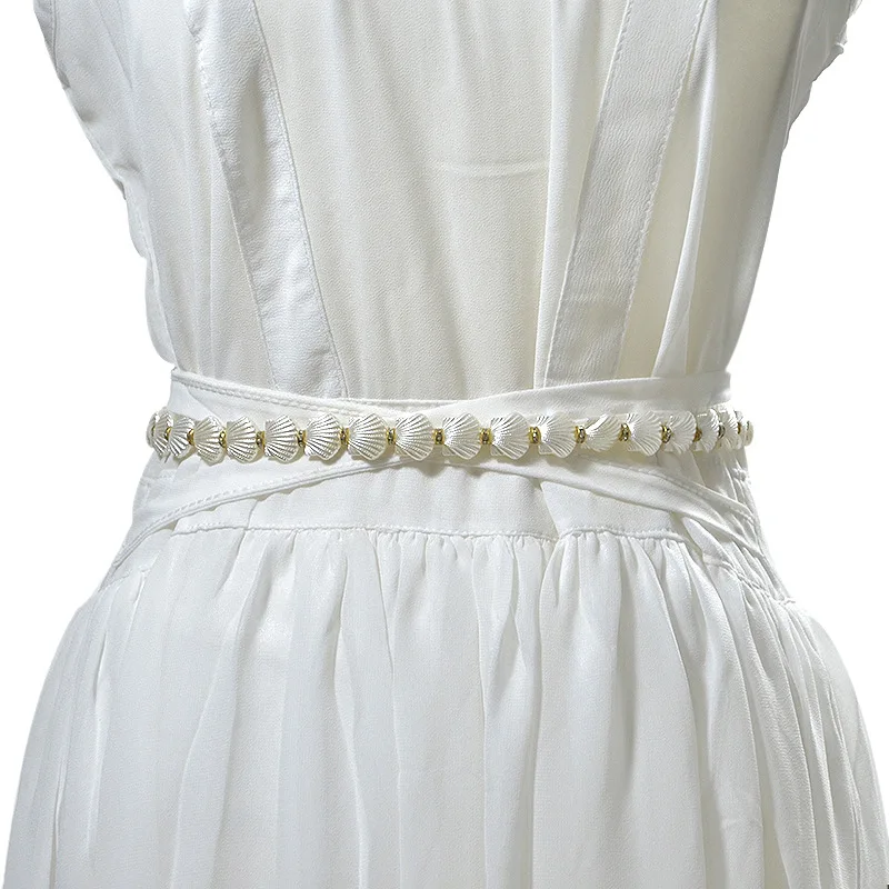 Пояс женский 2019 имитация жемчуга Цветы Оболочки Женский плетеный пояс цепи на