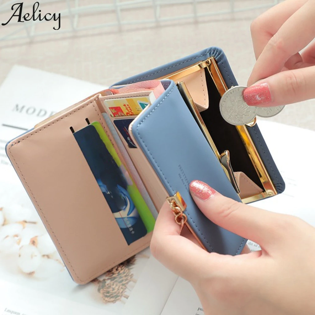 Кошелек Aelicy женский тройного сложения модный короткий бумажник из кожи