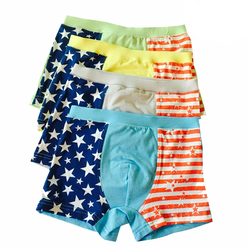 4 шт./лот из 2017 хлопка с рисунком нижнее белье для мальчиков летние мягкие дышащие