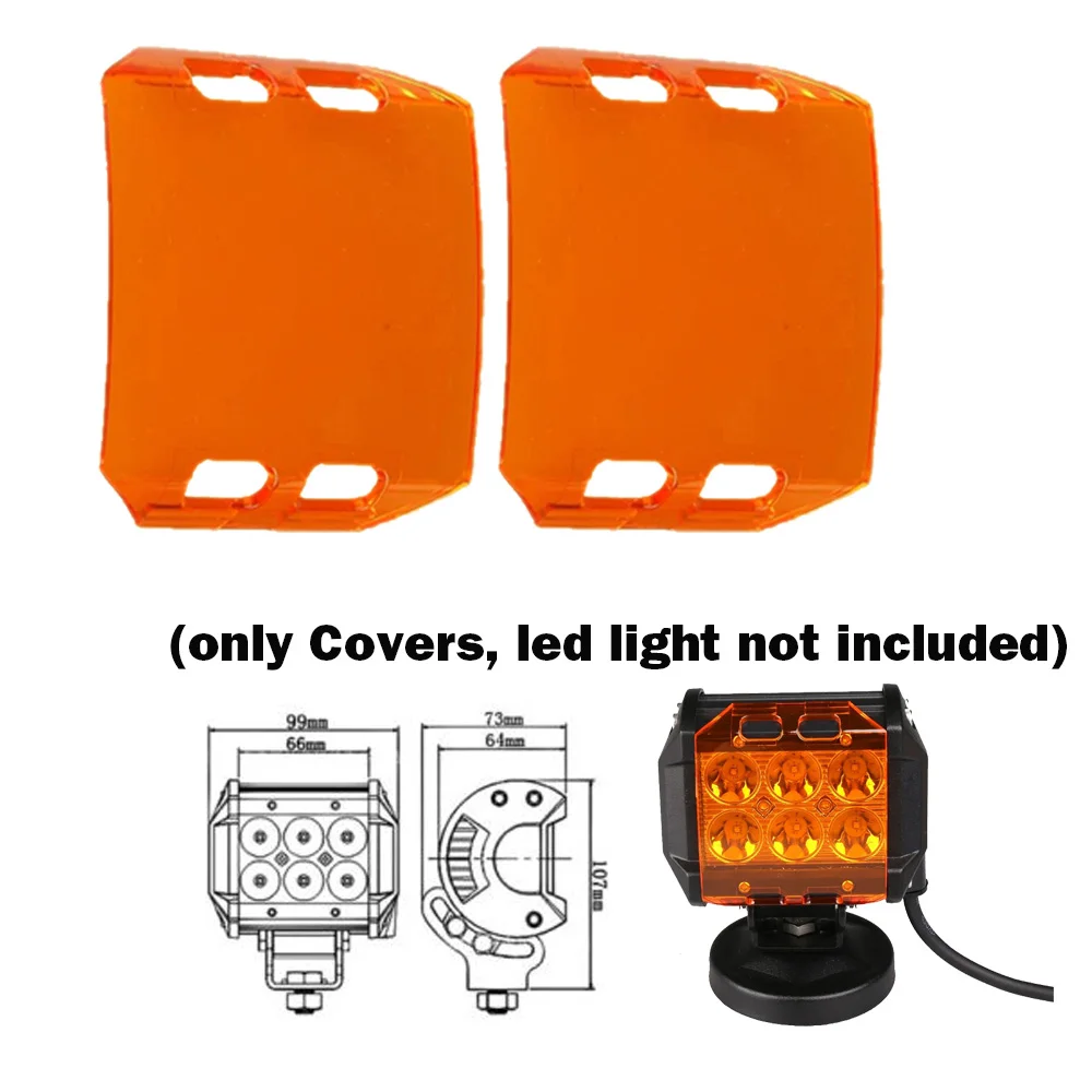 2pcs 18W Amber Cover 4, 7, 12, 17, 20, 23, 28, 36, 44 дюйма, 18 Вт-288 Вт, светодиодный рабочий светильник для внедорожника, для мотоцикла, трактора, лодки, внедорожника, 4WD, 4x4, грузовик, внедорожник, ATV - Цвет: 2pcs 18W Amber Cover