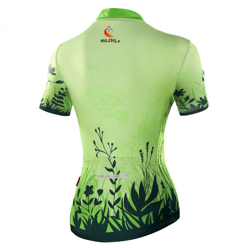 2017 зеленые велосипедные Джерси Женская велосипедная рубашка с травой одежда