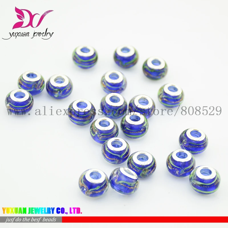 Стерлинговое Серебро 925 пробы Тропическое морское стекло синий лампворк