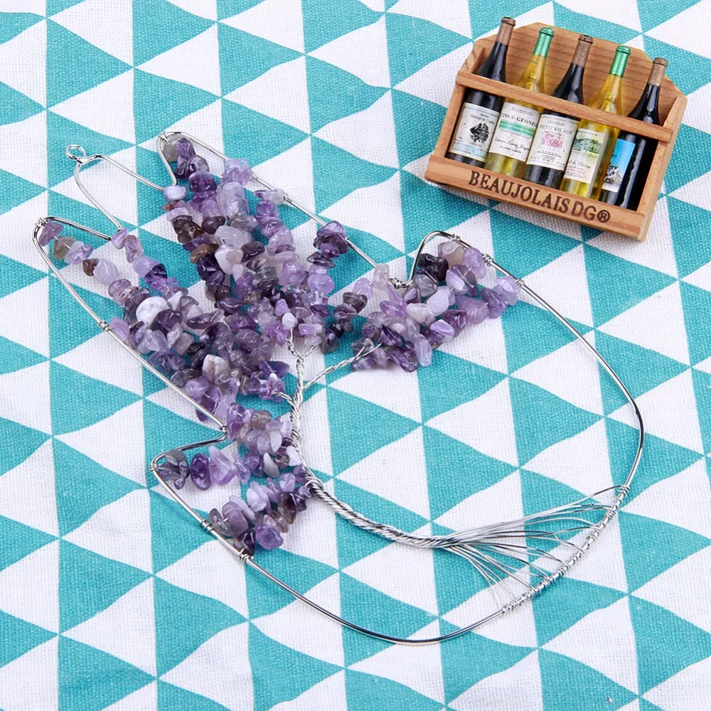 Натуральные фиолетовые Аметистовые кристаллы вечное Дерево жизни кулон в форме