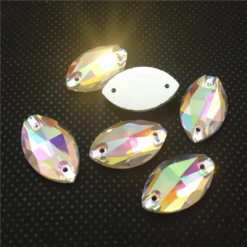 5x10 мм 6x12 мм 7x15 мм 9x18 мм 13x22 мм 15x31 мм Navette Flatback пришивные стразы кристалл AB конский глаз Швейные кристаллы