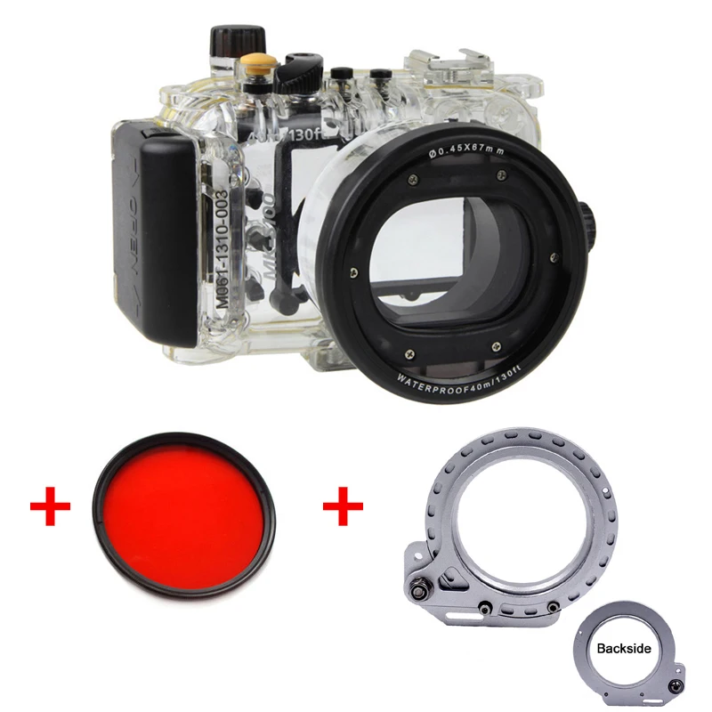 Водонепроницаемый чехол для подводной съемки и дайвинга камеры Canon S100 с красным