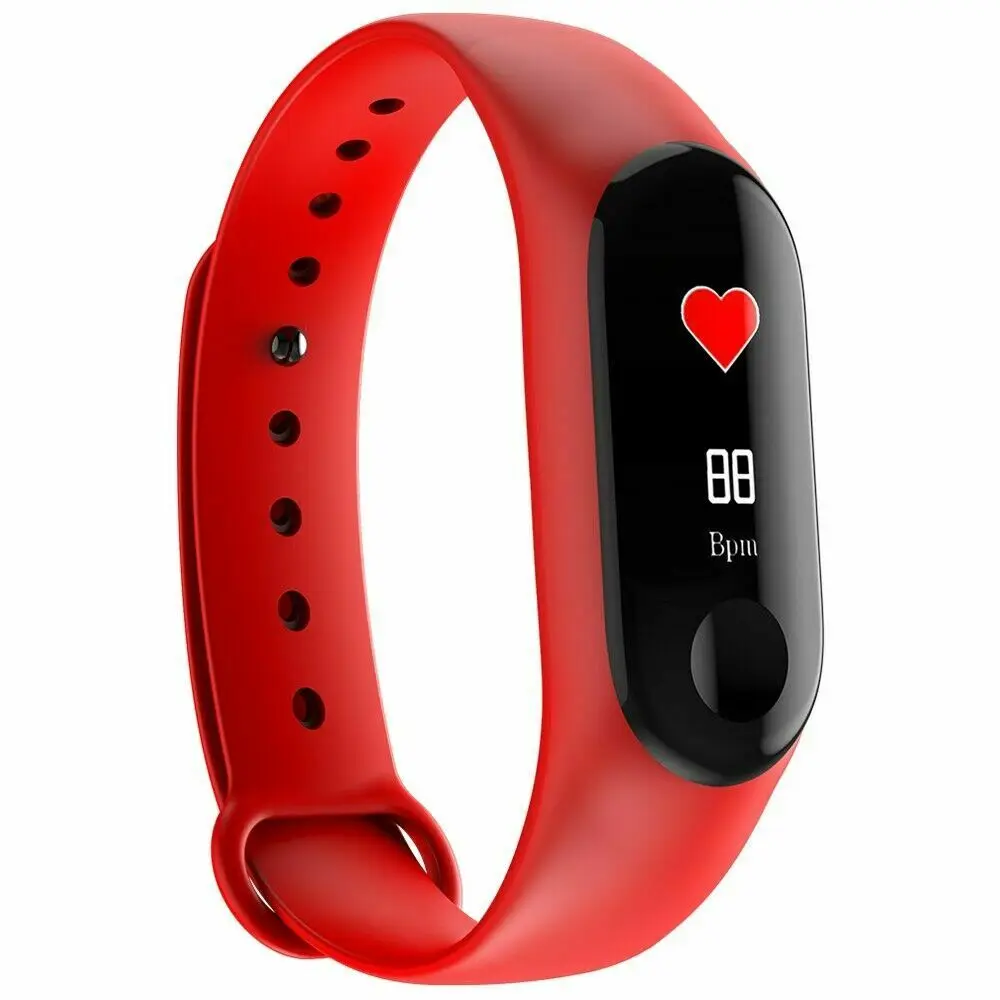Красный Смарт-Браслет фитнес-трекер кровяное давление HeartRate M3PLUS - Цвет: Красный