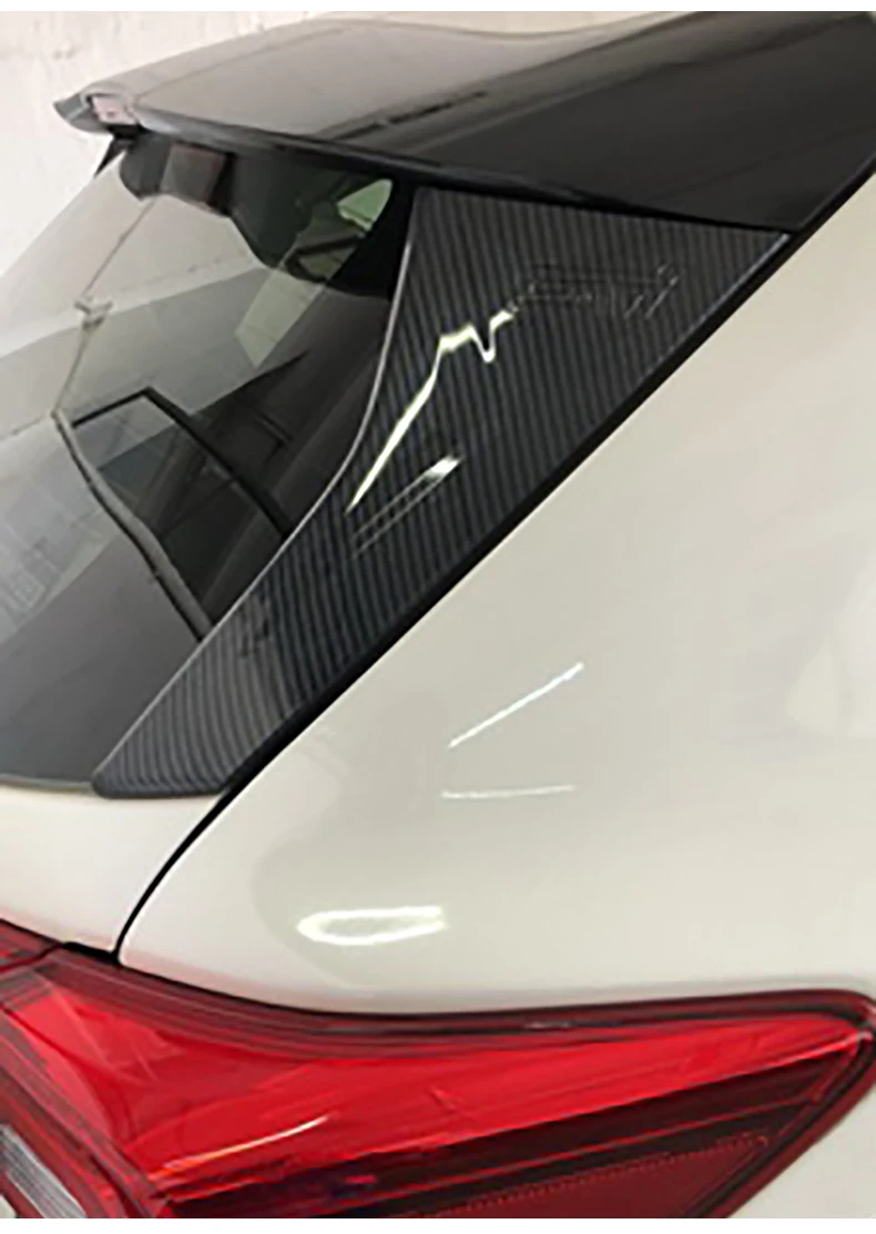 For Subaru XV ABS Chrome ABS Carbon Fibre Print Exterior Both Side Rear Window Spoiler Triangle Cover Trim Auto Parts
