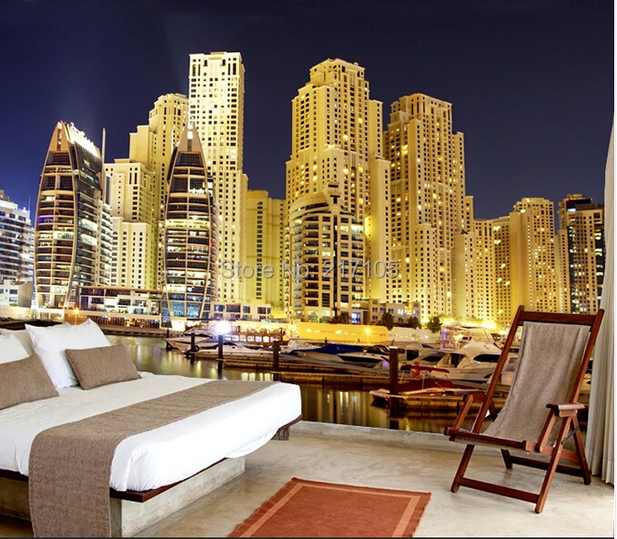 Пользовательские 3D стереоскопические обои Дубай Бурдж аль арабский отель Ночная