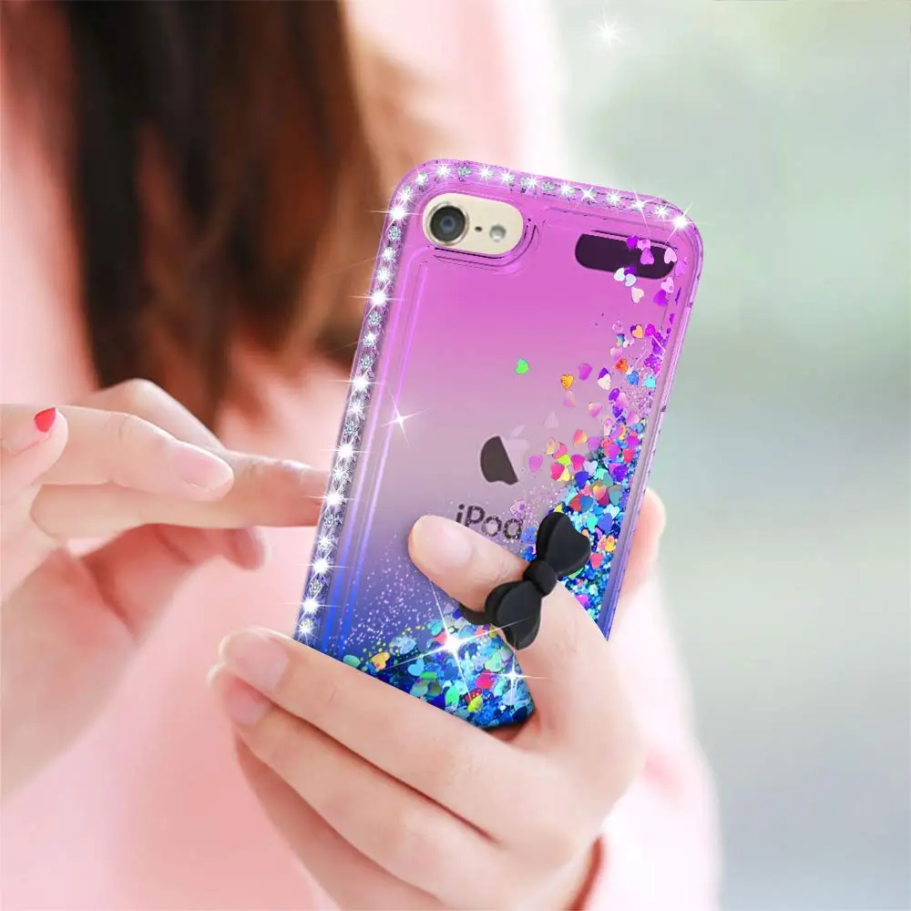 Блестящий чехол со стразами для Apple iPod Touch 6, чехол для Apple iPod Touch 5, жидкий зыбучий песок, плавающий блестящий чехол