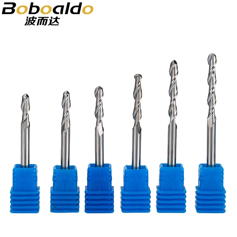 

1pc 6mm ball nose end mills 2 Flute Spiral CNC router bits for wood tungsten carbide milling 3A Top quality route tool