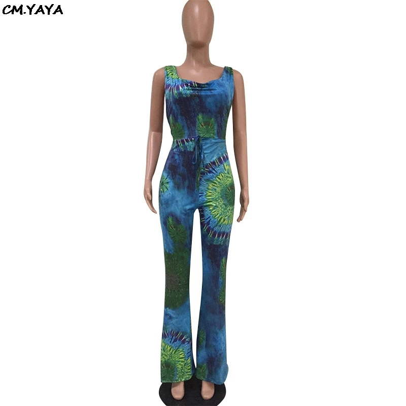 Женский комбинезон без рукавов Летний с принтом пейсли открытой спиной и