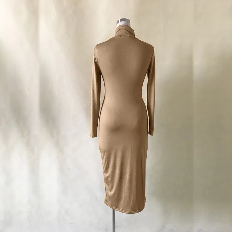 2019 Новые длинные платья для вечеринок осенние с высоким воротником сексуальные