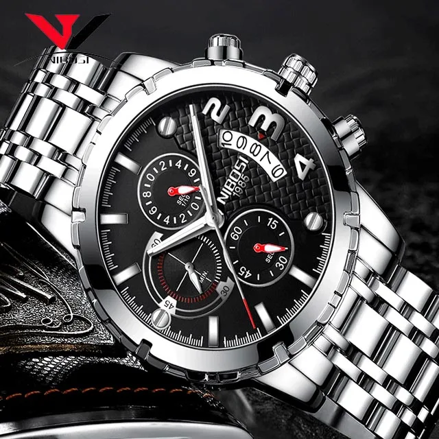 NIBOSI мужские часы топ известный бренд модные кварцевые в стиле милитари кварц