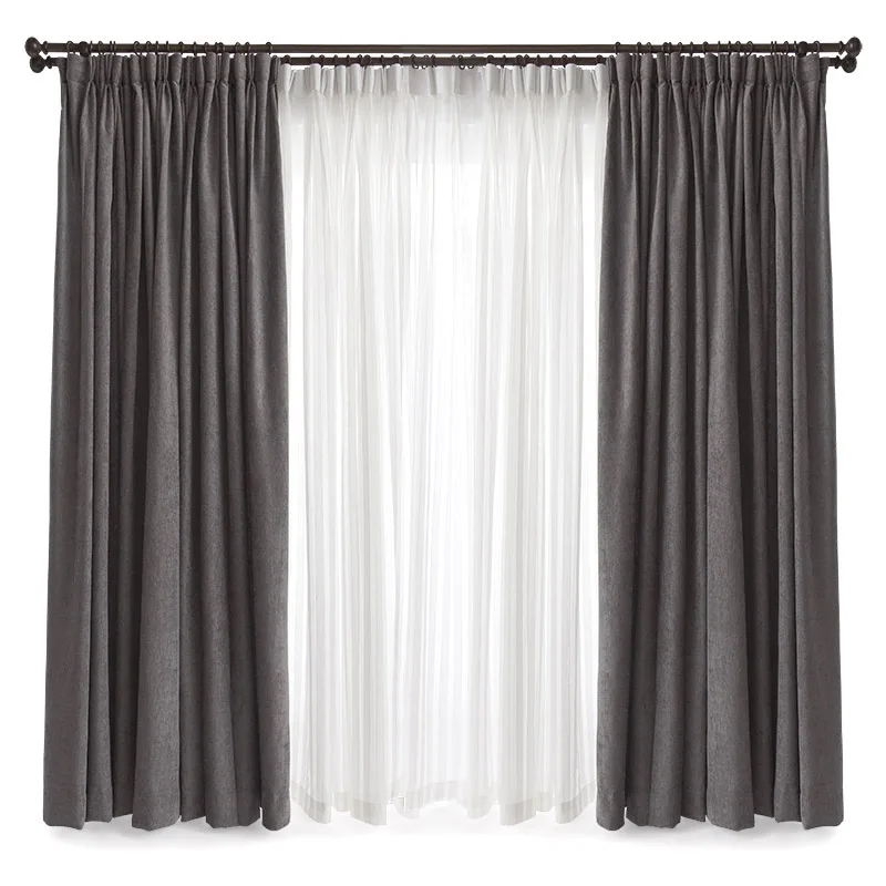 

Delicate Chenille Blackout Window Curtain Solid Color For Living Roon Bedroom High Shading Dark Coffee Home Decoration