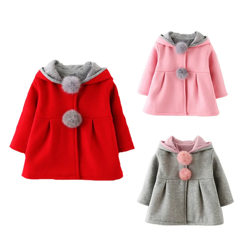 Пальто для новорожденных девочек детская осенне-весенняя куртка с капюшоном и