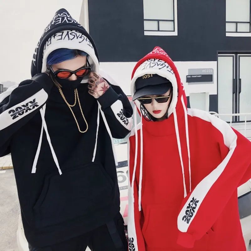 Harajuku уличная пара свободный тренд поддельные Двухсекционный свитер хип хоп