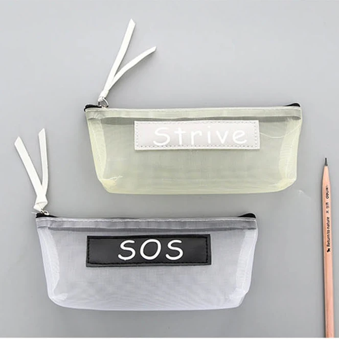 Креативный простой буквенный счастливый сетчатый пенал прозрачный школьные