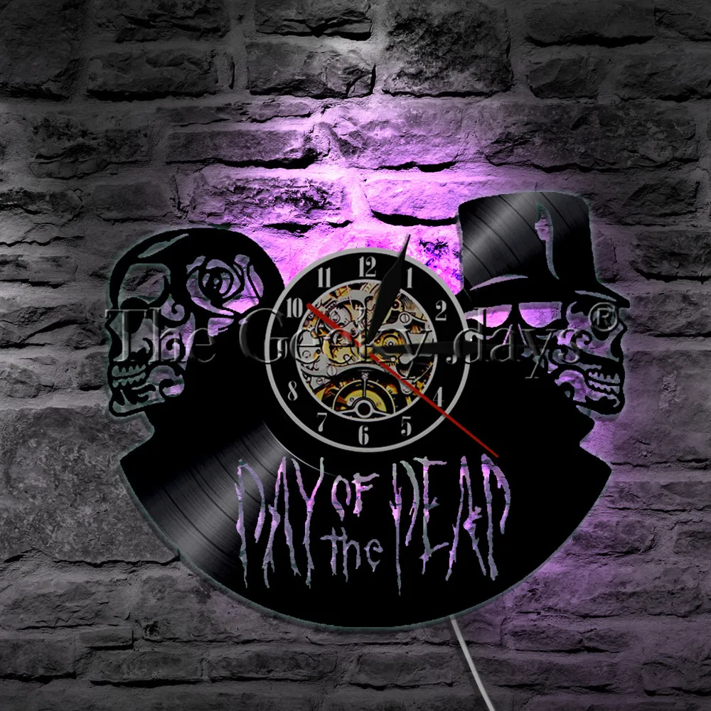 Виниловые Настенные Часы Dia de Muertos Day of the Dead Wall с изображением черепов настенные