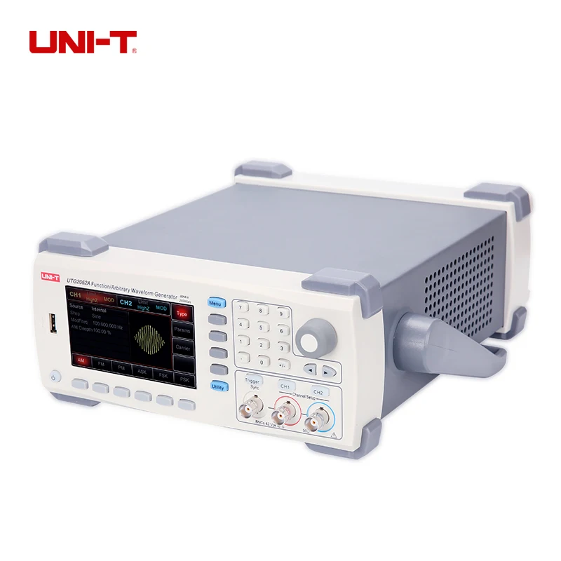 UNI-T UTG2062A 60 МГц двухканальный сигнал Функция произвольной формы генератор 250MSa/s 4,3 ''TFTLCD Arb. Глубина памяти 1 м USB