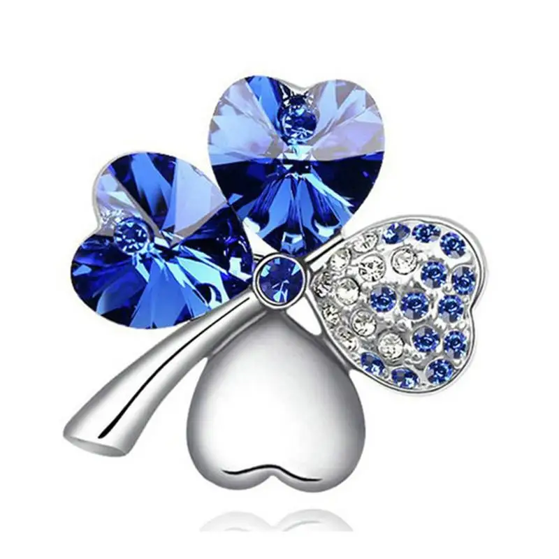 Женская милая Золотая/серебряная брошь на удачу в форме четырехлистного клевера