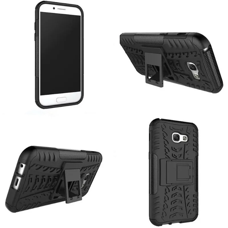 Чехол для Samsung Galaxy A5 2017, мягкий резиновый + жесткий пластиковый, с функцией стойки, защищает телефон.