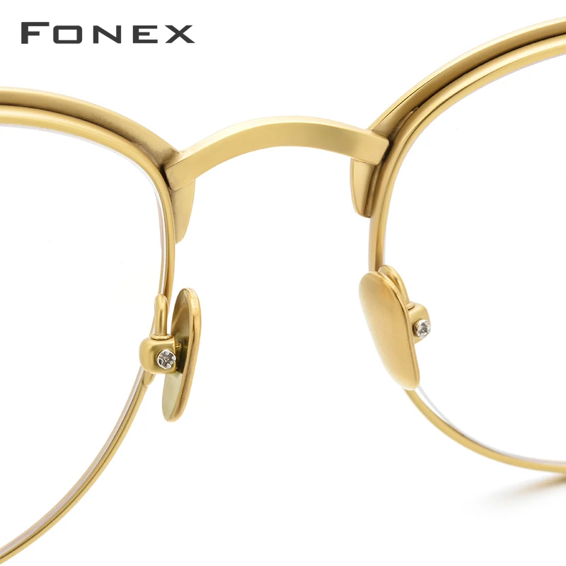 FONEX Pure titanium очки мужские круглые очки оправа Ретро Близорукость Оптические очки по рецепту очки для женщин 889